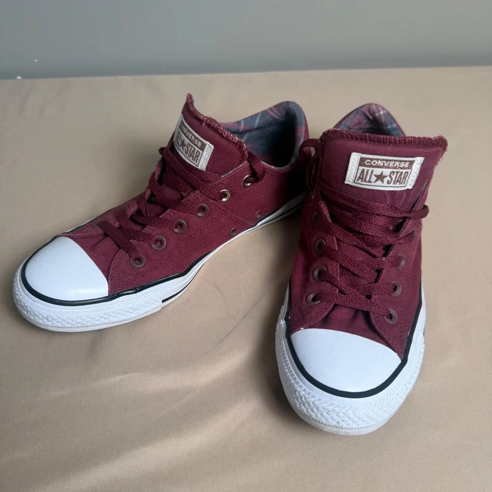 Converse Chuck Taylor All Star Madison Burgundy Plaid Sneakers 561739F Womens 10